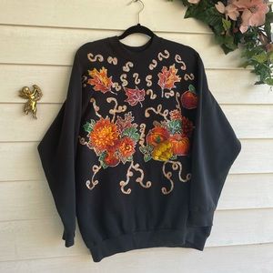 Vintage Handmade Grandma’s Fall Sweater, Vintage Handmade Sweater, Pumpkins